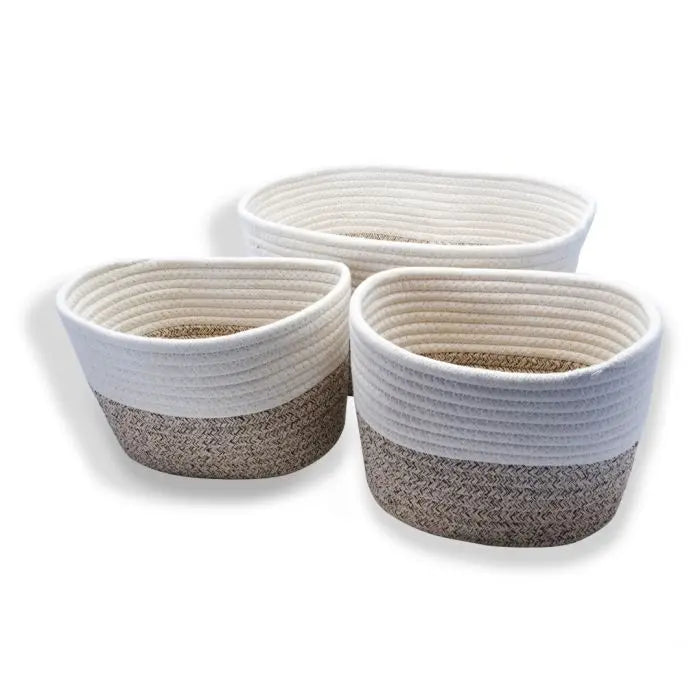Storage Baskets, Cotton Rope, 3 Pieces
