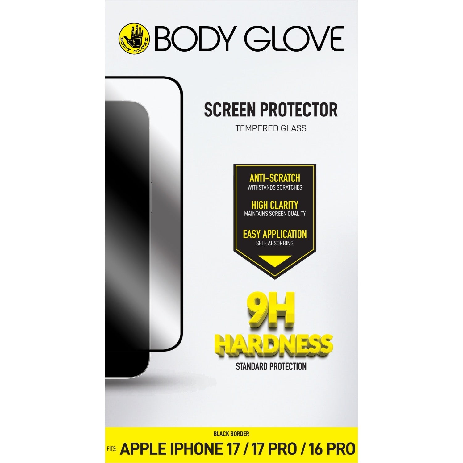 Body Glove Tempered Glass Screen Protector - Apple iPhone 1717 Pro16 Pro - Black Border