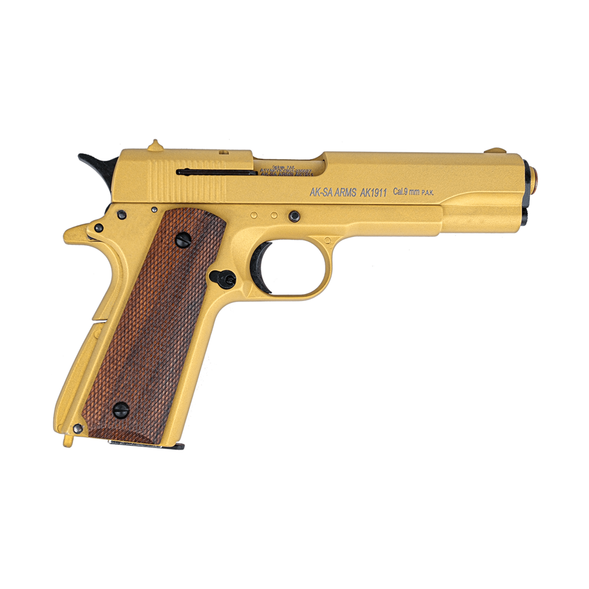 AKSA AK1911 Gold BlankPepper Gun (Semi Auto|9+1|9mm PAK)