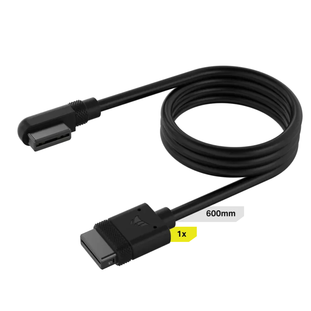 Corsair iCUE LINK Cable; 1x 600mm with StraightSlim 90° connectors; Black
