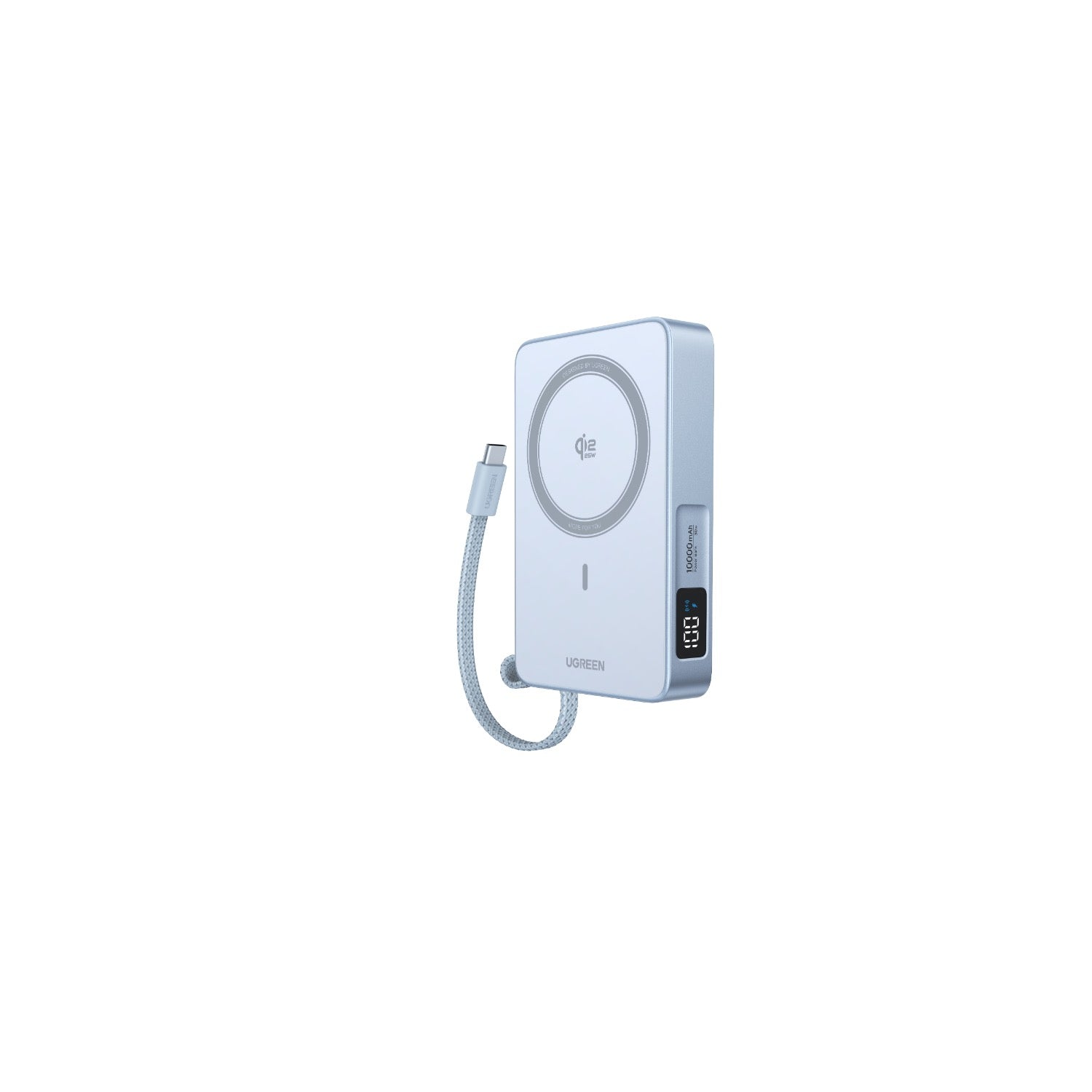 UGREEN Magnetic Wireless Power Bank With Built-in Cable 10000mAh - Blue