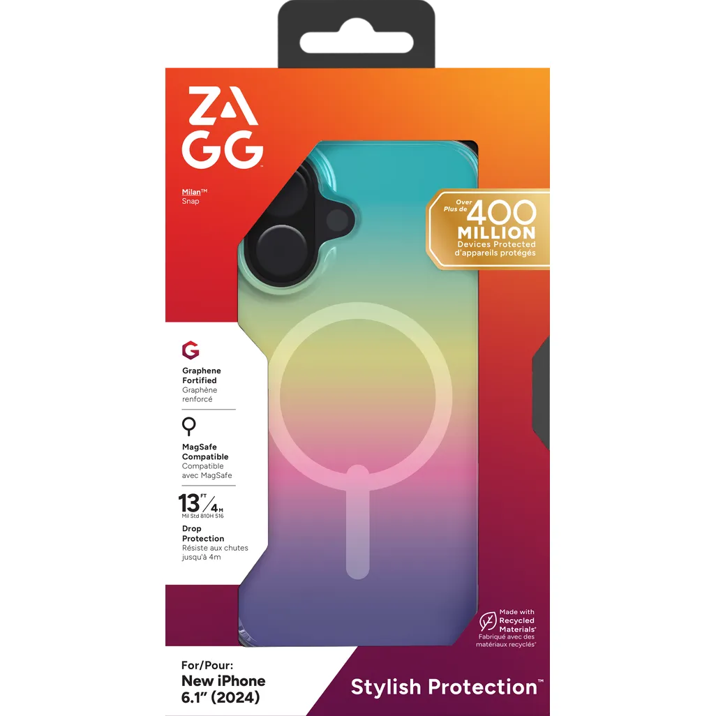 ZAGG Cases Milan Snap Apple iPhone 16 Iridescent, Cover, Apple, iPhone 16, 15.5 cm (6.1), Multicolour