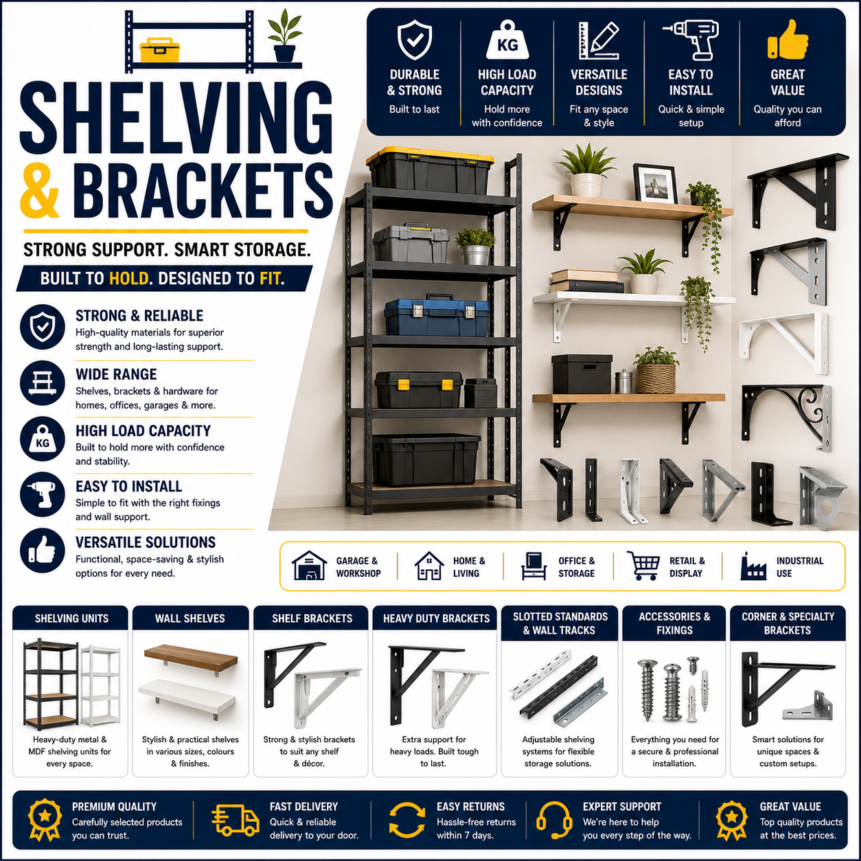SHELVING AND BRACKETS