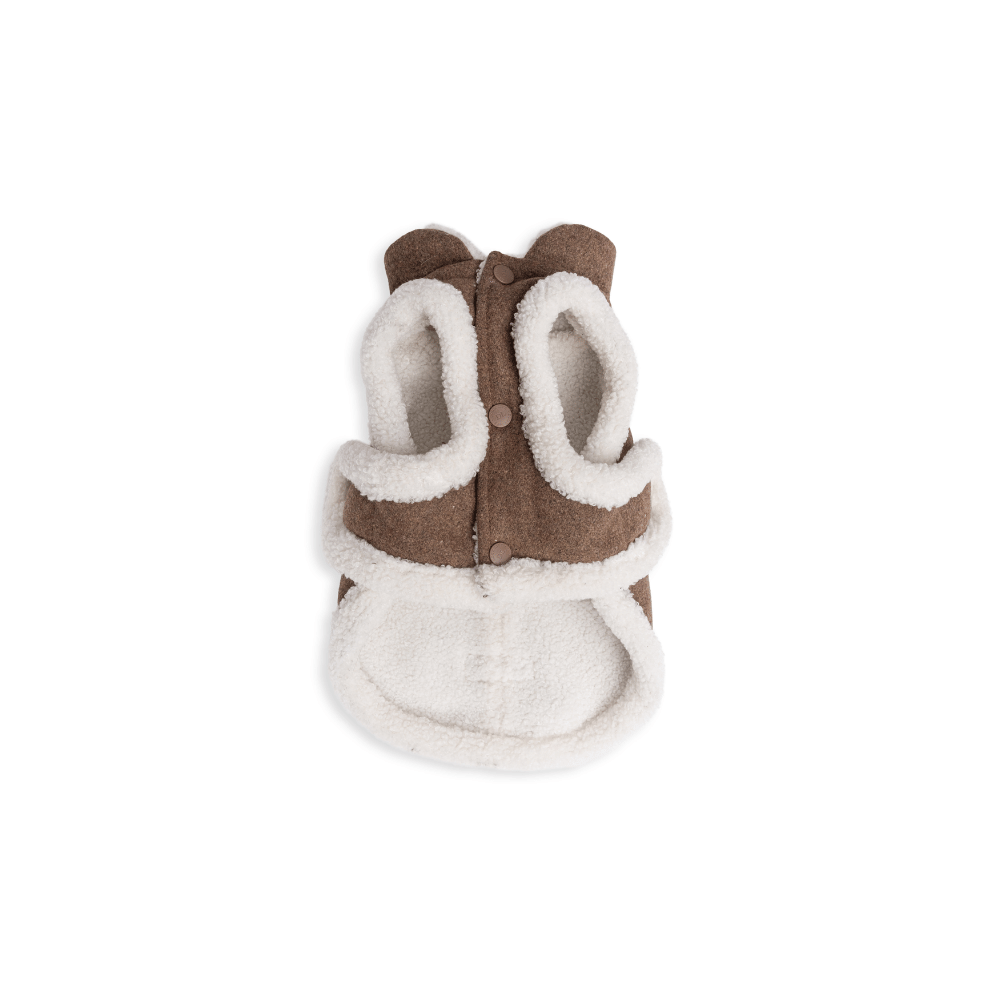 Dogs Life Wool Winter Coat with Sherpa Fleece Brown