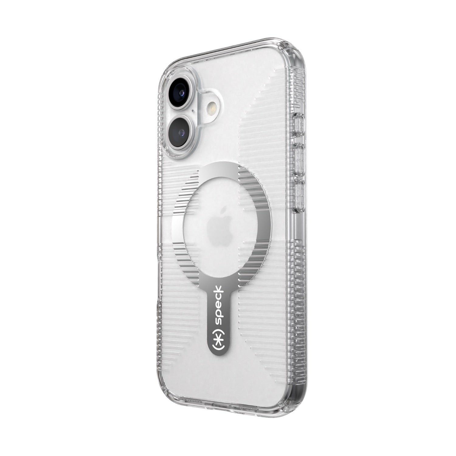 Speck Gemshell Grip MagSafe Case - Apple iPhone 16 - Clear & Chrome