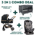 Emerald Baby Monaco Car Seat + Emerald Baby Sarah Camp Cot + Belecoo 2 in 1 Stroller (COMBO!)