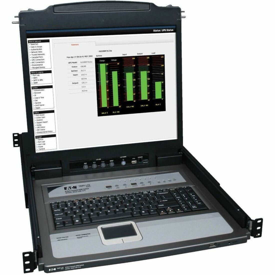 Eaton Tripp Lite Series NetDirector 8-Port 1U Rack-Mount Console KVM Switch with 19-in. LCD + 8 PS2/USB Combo Cables, TAA | SKU TL-B20U8K
