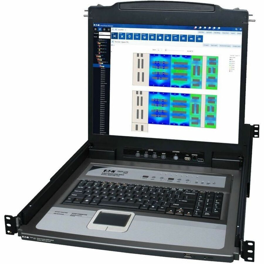 Eaton Tripp Lite Series NetDirector 8-Port 1U Rack-Mount Console KVM Switch with 19-in. LCD + 8 PS2/USB Combo Cables, TAA | SKU TL-B20U8K