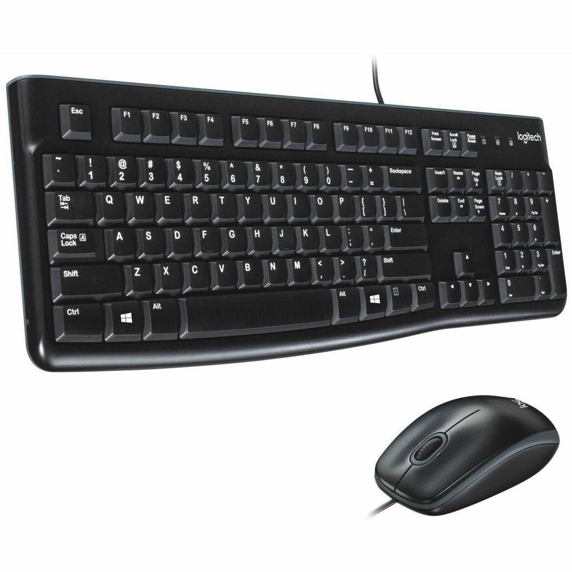 Logitech MK120 Wired Keyboard and Mouse Combo for Windows, Optical Wired Mouse, Full-Size Keyboard, USB Plug-and-Play | SKU KB-MK120