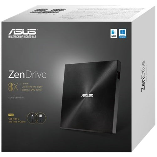 Asus ZenDrive SDRW-08U9M-U DVD-Writer - External - Black | SKU 08U9MU/BLK