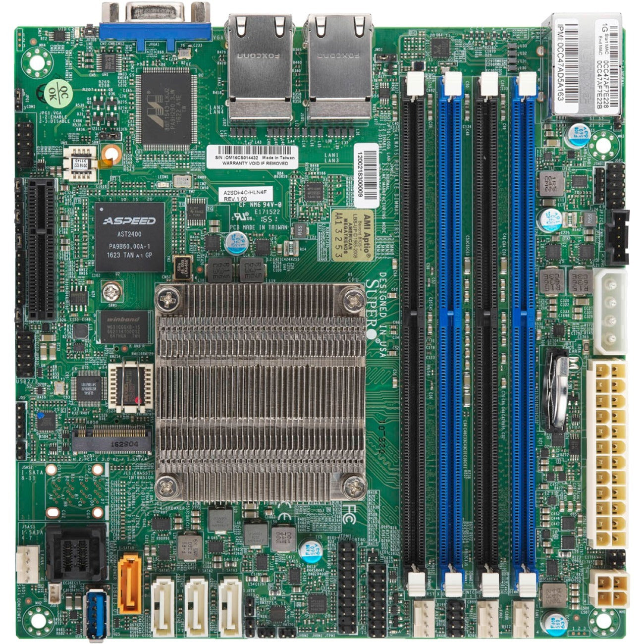 Supermicro A2SDi-4C-HLN4F Server Motherboard - Intel Chipset - Socket BGA-1310 - Mini ITX | SKU MB-A2SDI4B