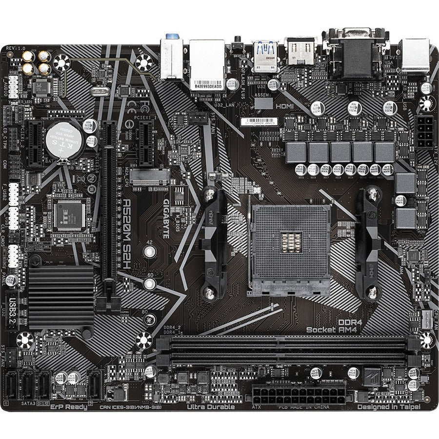 GIGABYTE Ultra Durable A520M S2H Desktop Motherboard - AMD A520 Chipset - Socket AM4 - Micro ATX | SKU MB-A520MS2