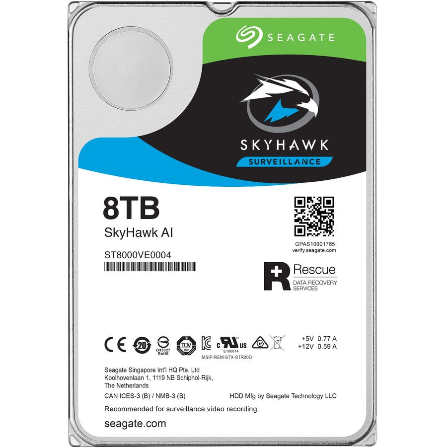 Seagate SkyHawk AI ST8000VE001 8 TB Hard Drive - 3.5" Internal - SATA (SATA/600) | SKU ST8TBVE001