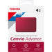 Toshiba Canvio Advance HDTCA40XR3CA 4 TB Portable Hard Drive - External - Red | SKU TCA40XR3CA
