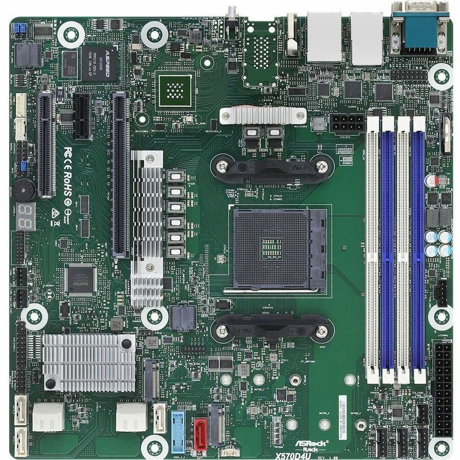 ASRock Rack X570D4U Server Motherboard - AMD X570 Chipset - Socket AM4 - Micro ATX | SKU MB-X570D4U