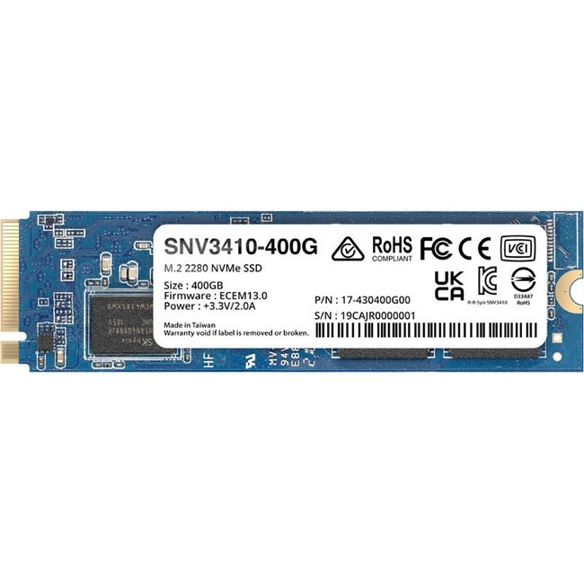 Synology SNV3000 SNV3410-400G 400 GB Solid State Drive - M.2 2280 Internal - PCI Express NVMe (PCI Express NVMe 3.0 x4) | SKU SYN-NV3410