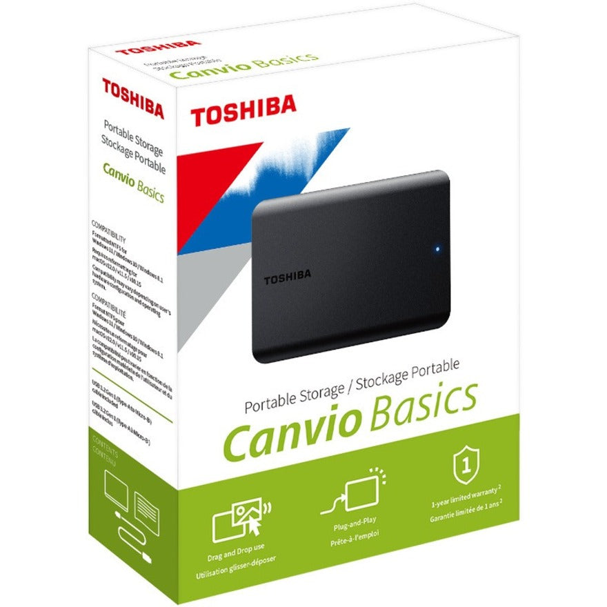 Toshiba Canvio Basics HDTB540XK3CA 4 TB Portable Hard Drive - External - Matte Black | SKU TB540XK3CA