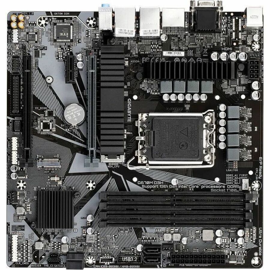 GIGABYTE Ultra Durable Q670M D3H Gaming Desktop Motherboard - Intel Q670 Chipset - Socket LGA-1700 - Micro ATX | SKU MB-Q67MD35