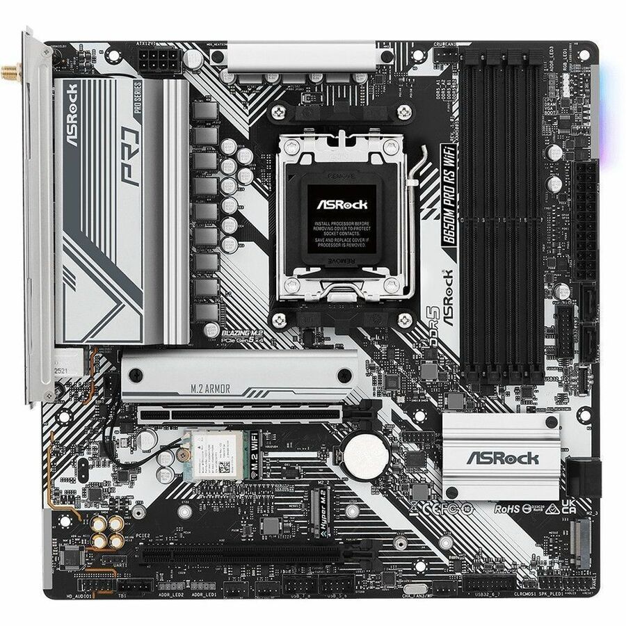ASRock B650M Pro RS WiFi Gaming Desktop Motherboard - AMD B650 Chipset - Socket AM5 - Micro ATX | SKU MB-B65MRSW