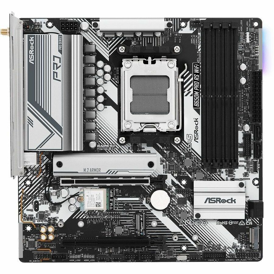 ASRock B650M Pro RS WiFi Gaming Desktop Motherboard - AMD B650 Chipset - Socket AM5 - Micro ATX | SKU MB-B65MRSW