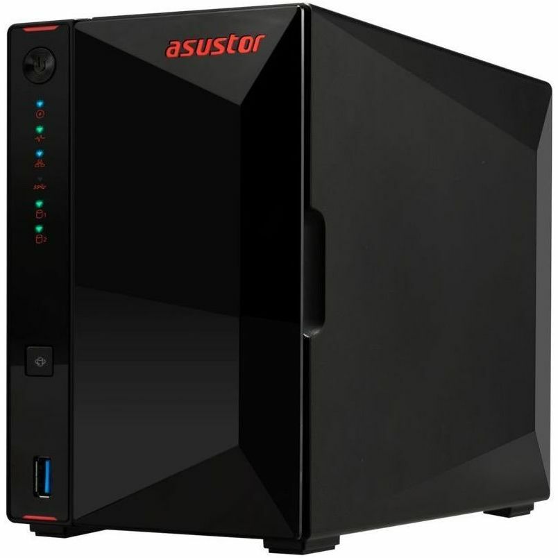Asustor AS5402T, 2 Bay NAS, Intel Quad-Core 2.0GHz CPU, 4X M.2 NVMe SSD Slots, 2x2.5GbE Ports, 4GB DDR4 RAM, for Gaming and Live Stream, Network Attached Storage(Diskless) | SKU NS-AS5402T