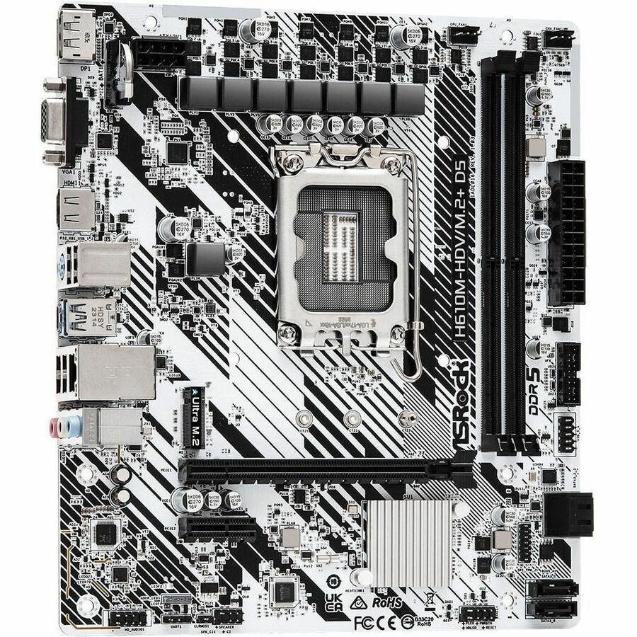 ASRock H610M-HDV/M.2+ D5 Gaming Desktop Motherboard - Intel H610 Chipset - Socket LGA-1700 - Micro ATX | SKU MB-H61MHDS