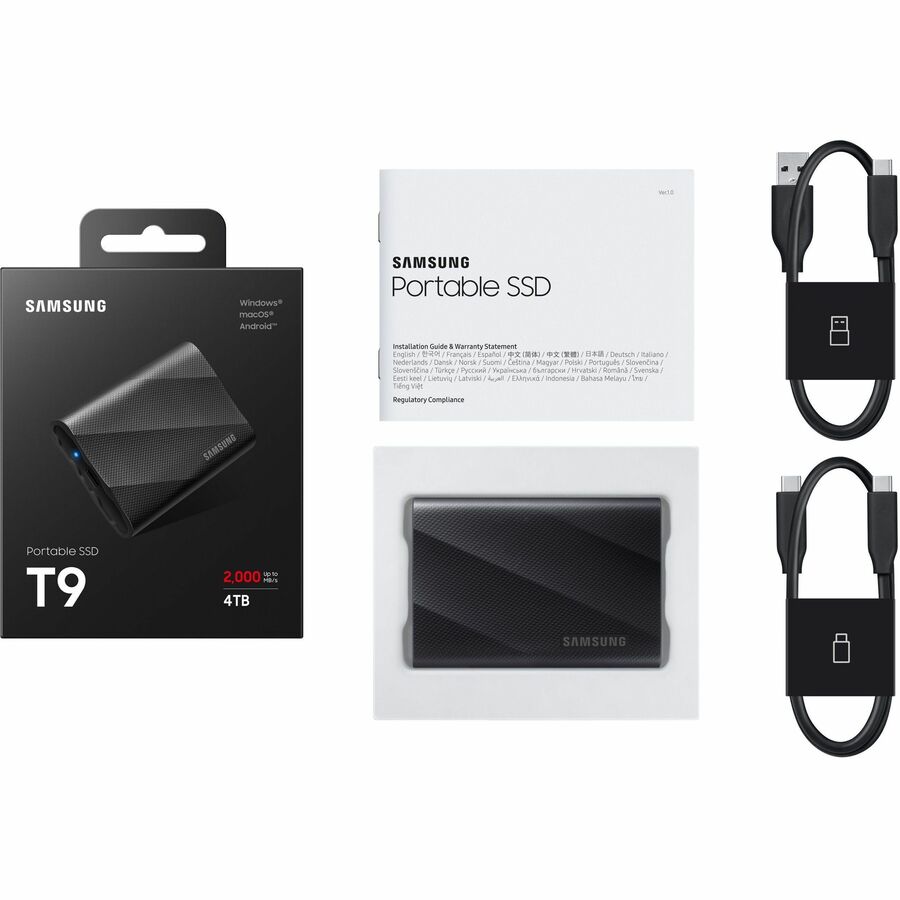 Samsung T9 4 TB Portable Rugged Solid State Drive - External - PCI Express NVMe - Black | SKU MU-PG4T0B
