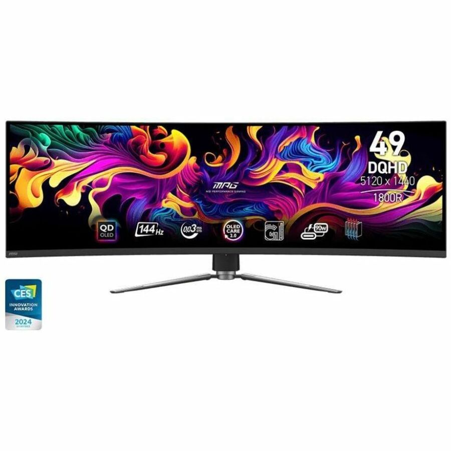 MSI MPG 491CQP QD-OLED 49" Class Dual Quad HD (DQHD) Curved Screen Gaming OLED Monitor - 32:9 - Metallic Black | SKU MSI-MPG491