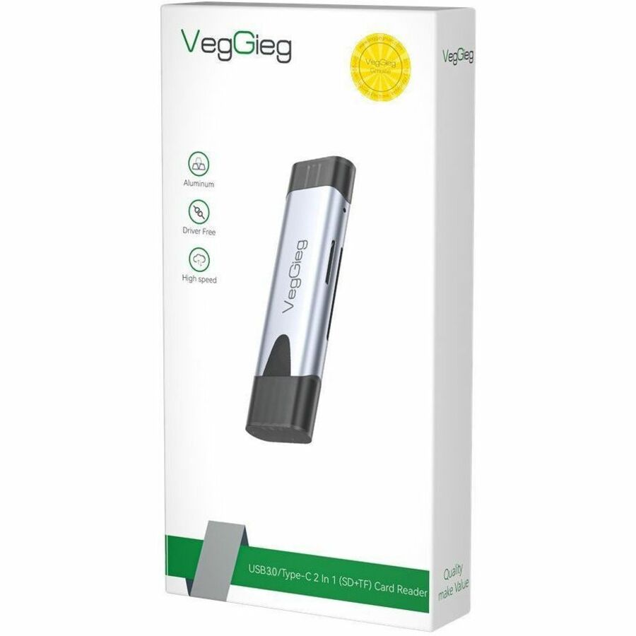 VegGieg V-C307 SD Card Reader, Dual Connector USB 3.0/USB C Memory Reader Adapter - Supports TF, Micro SD, Compatible with MacBook Pro, Air, iPad Galaxy S21 etc.