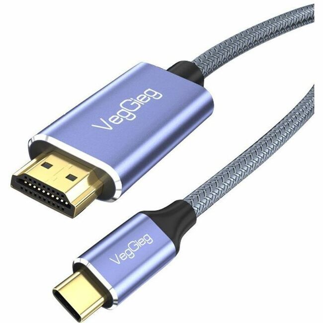 VegGieg V-Z625 6.6FT/2M USB C to HDMI Cable 4K, Anti-Interference Gold-Plated Plugs, Aluminum Type-C to HDMI Cord - Thunderbolt 3 and 4 Compatible for iPhone 15 Series, MacBook, iMac, iPad Pro, Galaxy, Surface, Dell, HP | SKU VG-VZ23