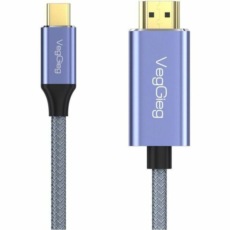 VegGieg V-Z625 6.6FT/2M USB C to HDMI Cable 4K, Anti-Interference Gold-Plated Plugs, Aluminum Type-C to HDMI Cord - Thunderbolt 3 and 4 Compatible for iPhone 15 Series, MacBook, iMac, iPad Pro, Galaxy, Surface, Dell, HP | SKU VG-VZ23