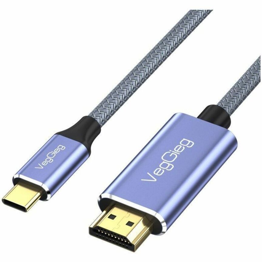 VegGieg V-Z625 6.6FT/2M USB C to HDMI Cable 4K, Anti-Interference Gold-Plated Plugs, Aluminum Type-C to HDMI Cord - Thunderbolt 3 and 4 Compatible for iPhone 15 Series, MacBook, iMac, iPad Pro, Galaxy, Surface, Dell, HP | SKU VG-VZ23