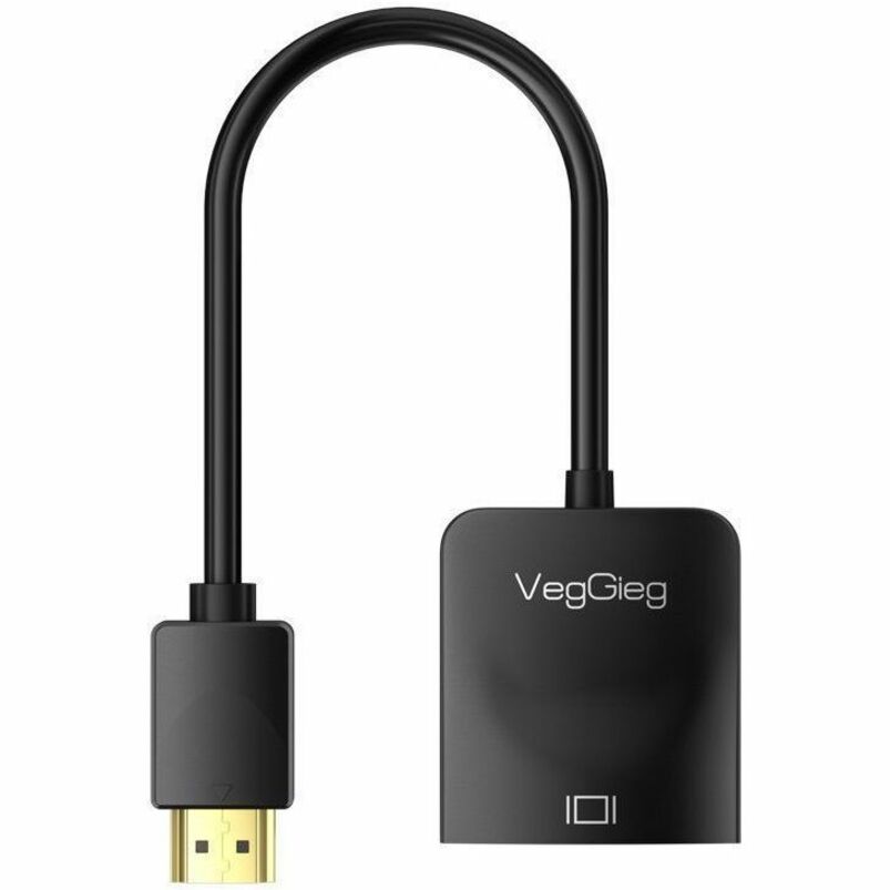 VegGieg V-Z902 HDMI to VGA, Gold-Plated HDMI to VGA Adapter (Male to Female) for Computer, Desktop, Laptop, PC, Monitor, Projector, HDTV, Chromebook, Raspberry Pi, Roku, Xbox and More - Black | SKU VG-VZ62
