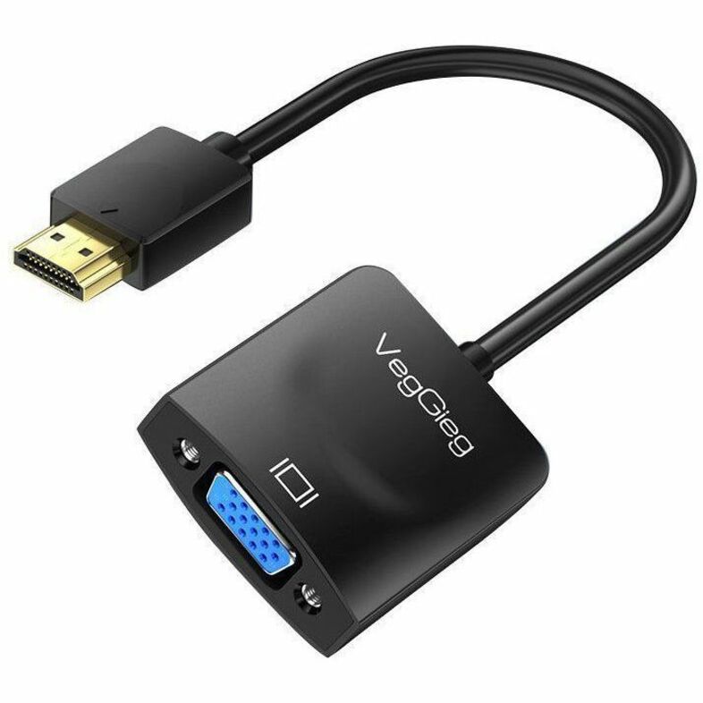VegGieg V-Z902 HDMI to VGA, Gold-Plated HDMI to VGA Adapter (Male to Female) for Computer, Desktop, Laptop, PC, Monitor, Projector, HDTV, Chromebook, Raspberry Pi, Roku, Xbox and More - Black | SKU VG-VZ62