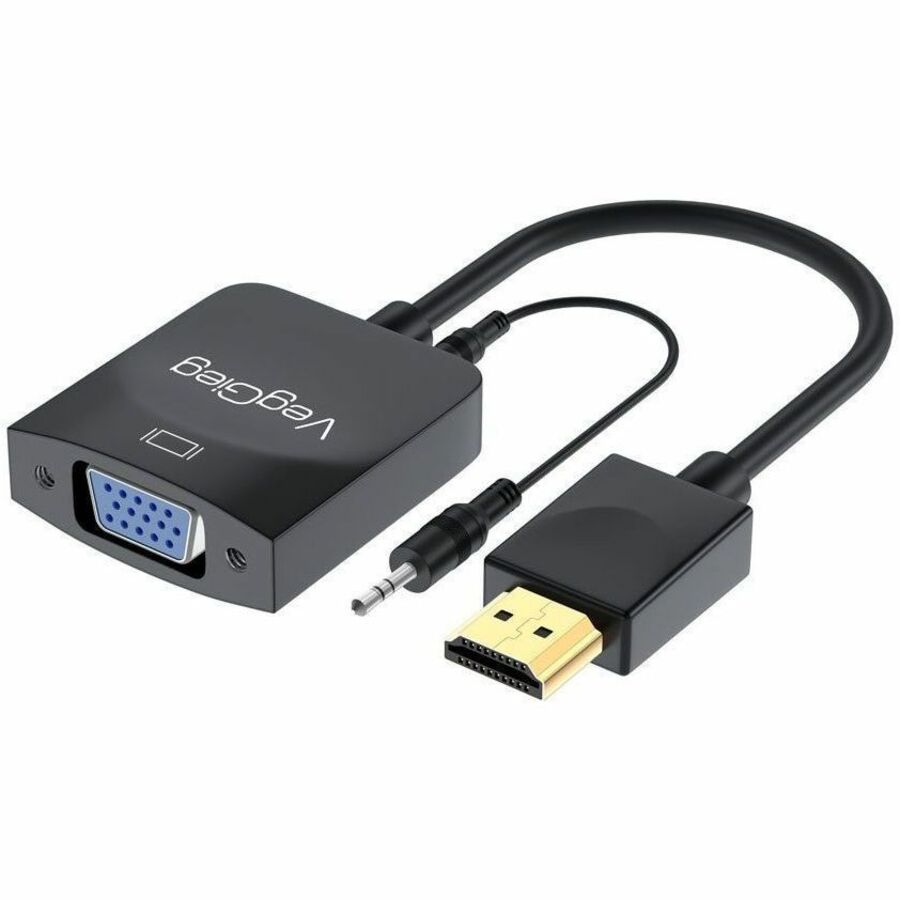 VegGieg V-Z902 HDMI to VGA, Gold-Plated HDMI to VGA Adapter (Male to Female) for Computer, Desktop, Laptop, PC, Monitor, Projector, HDTV, Chromebook, Raspberry Pi, Roku, Xbox and More - Black | SKU VG-VZ62