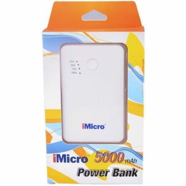 iMicro PB-IM5000W 5000mAh Lithium Polymer Battery Power Bank (White)