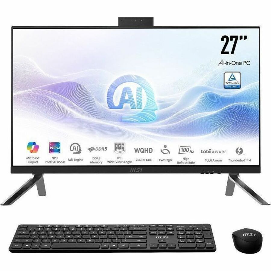MSI Modern AM273Q AI 1UM-038US All-in-One Computer - Intel Core Ultra 7 155H - 32 GB - 1 TB PCI Express NVMe SSD - 27" WQHD - Desktop - Black - W11 - 1Y Warranty | SKU MSI-27M038
