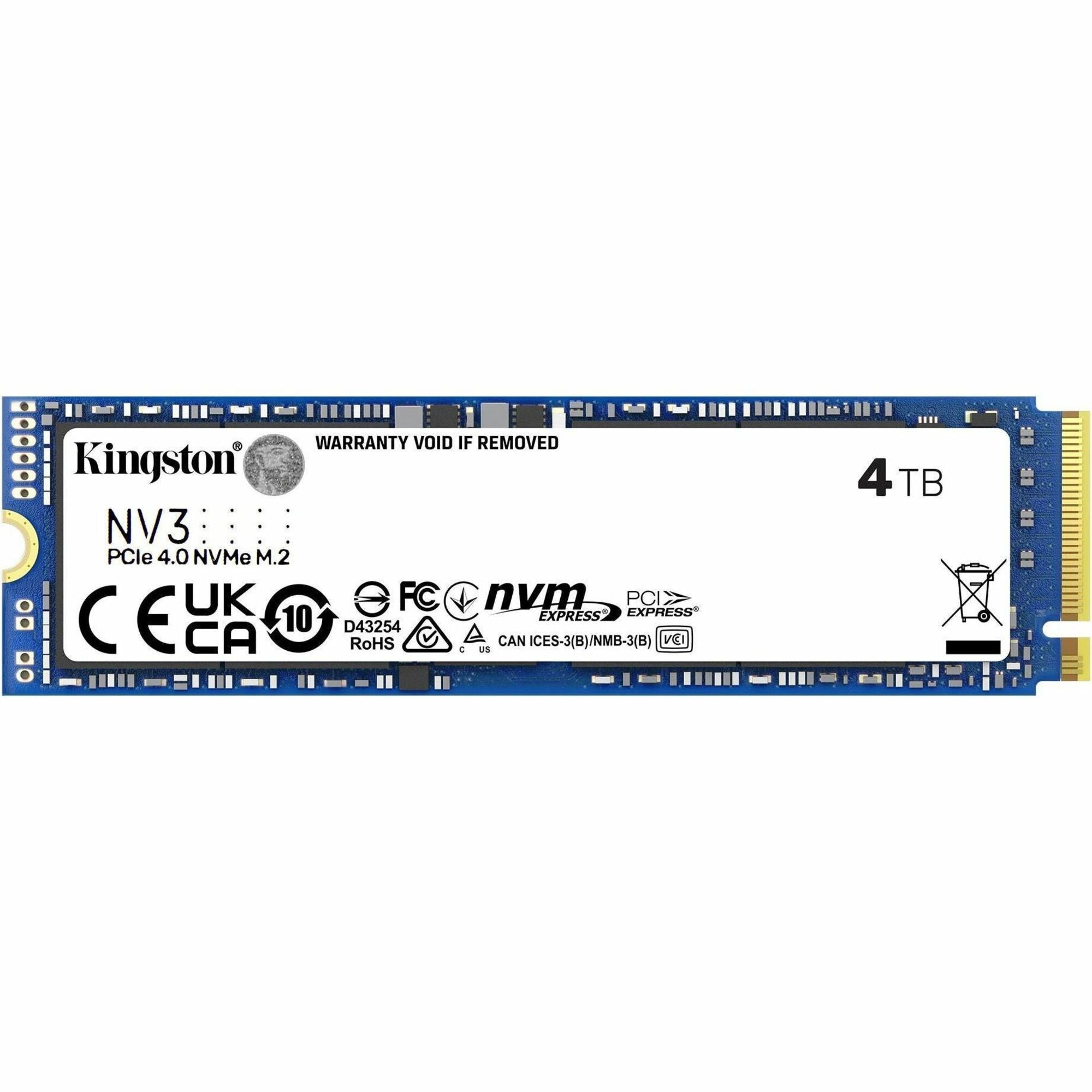 Kingston NV3 4 TB Solid State Drive - M.2 2280 Internal - PCI Express NVMe (PCI Express NVMe 4.0 x4) | SKU SNV3S4000G