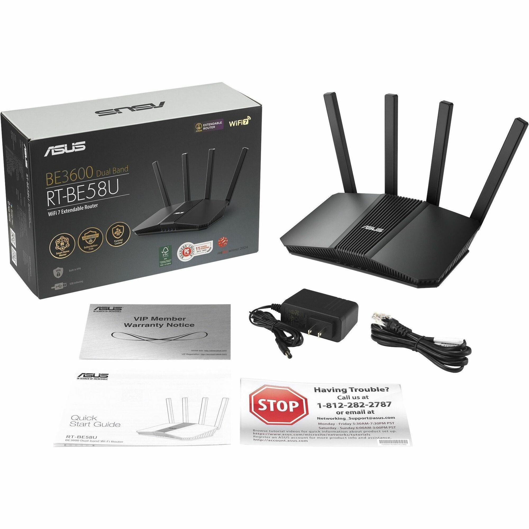 Asus RT-BE58U Wi-Fi 7 IEEE 802.11 a/b/g/n/ac/ax/be Ethernet Wireless Router | SKU AS-RTBE58U