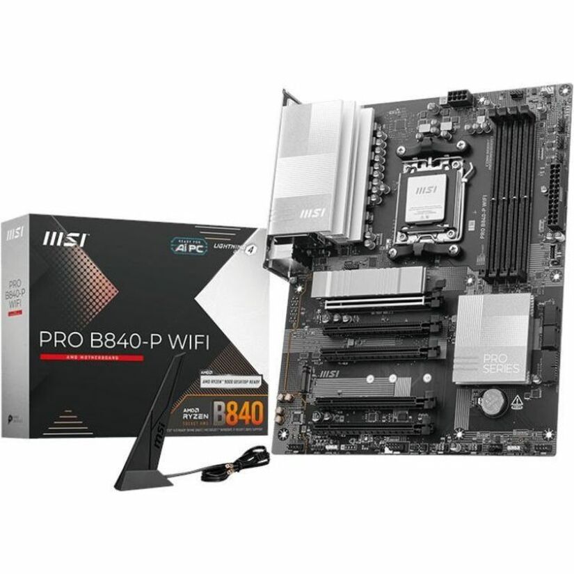 MSI Pro B840-P WIFI Gaming Desktop Motherboard - AMD B840 Chipset - Socket AM5 - ATX | SKU MB-B840PWI
