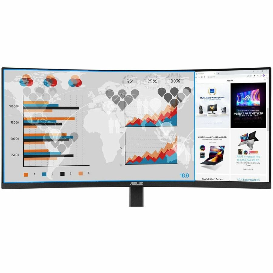 Asus VA34VCPSR 34" Class UW-QHD Curved Screen LED Monitor - 21:9 - Black | SKU AS-VA34VSR
