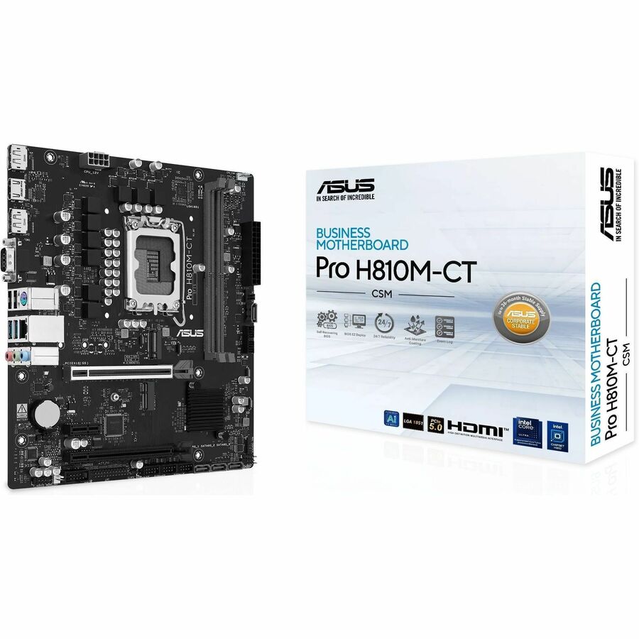 Asus Pro H810M-CT-CSM Desktop Motherboard - Intel H810 Chipset - Socket LGA-1851 - Micro ATX | SKU MB-PH81MCT