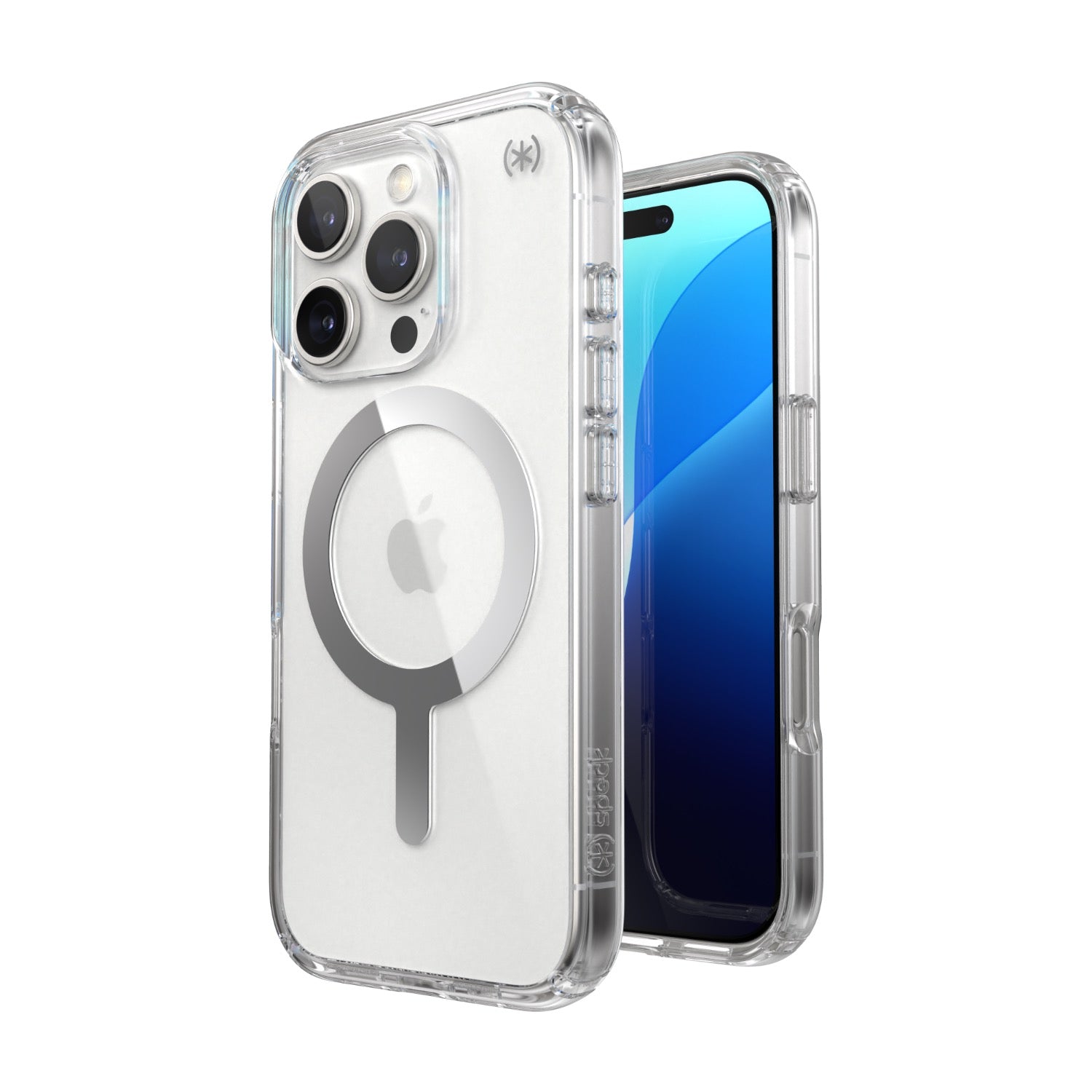 Speck Presidio Perfect Clear MagSafe Case - Apple iPhone 16 Pro - Clear & Chrome