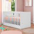 Trinity 2 in 1  Convertible Baby Cot to Bed - White with Mattress