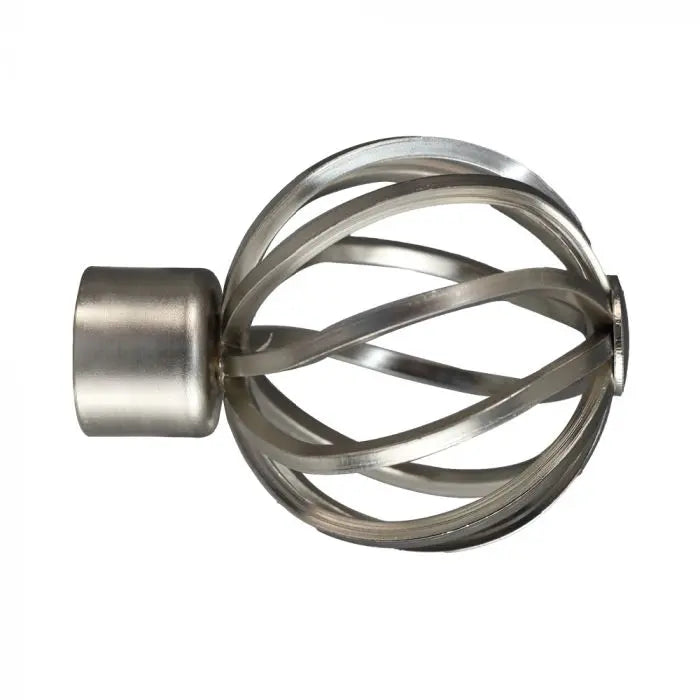 Steel Rod Finial, Twisted Ball, Silver, 25mm