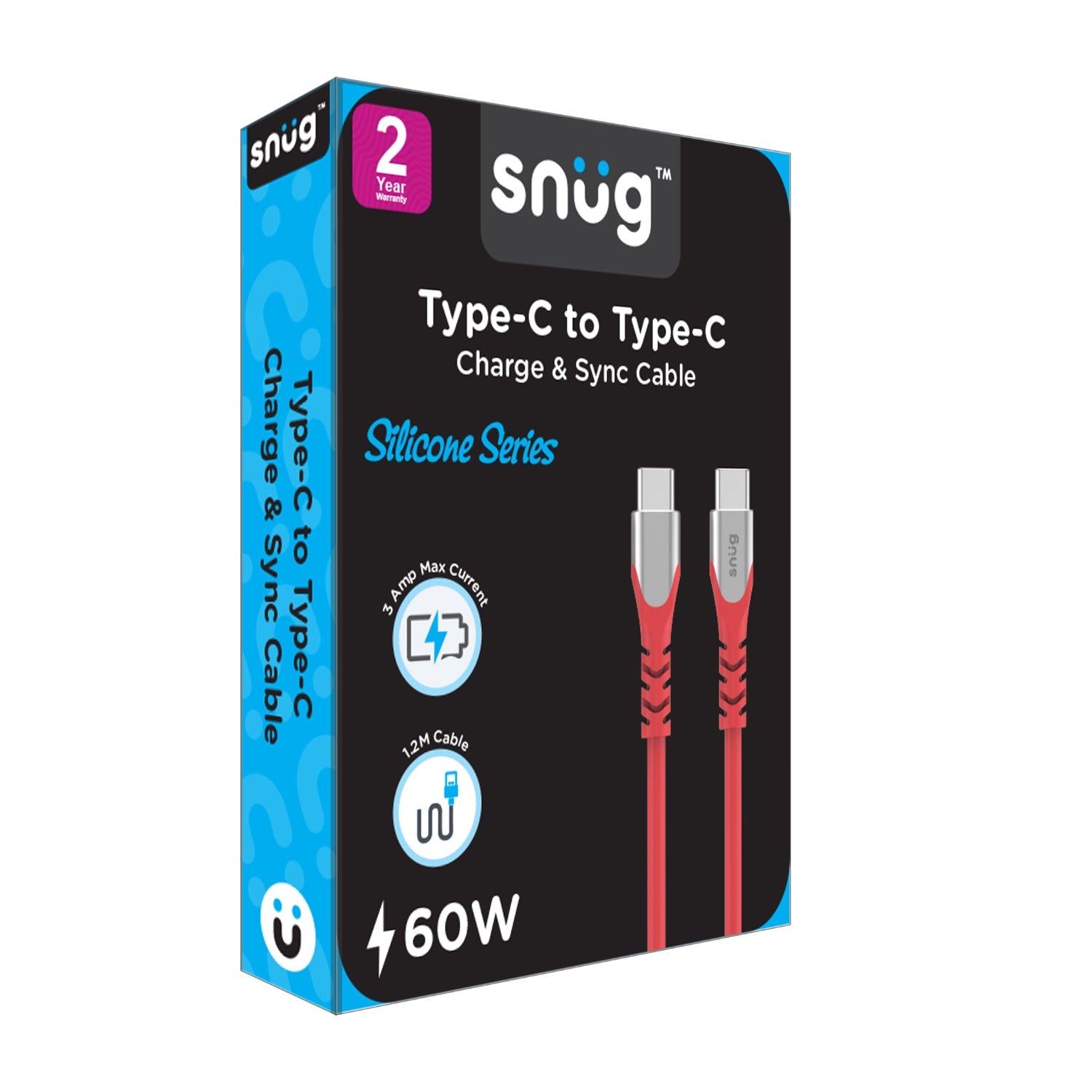 Snug Type-C To Type-C Silicone Cable - 1.2 Metre