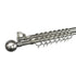 Curtain Rod Set, Double, Steel, Expandable, Metal Ball Finial, Brushed Silver, 1.2m - 2.1m