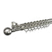 Curtain Rod Set, Double, Steel, Expandable, Metal Ball Finial, Brushed Silver, 1.2m - 2.1m
