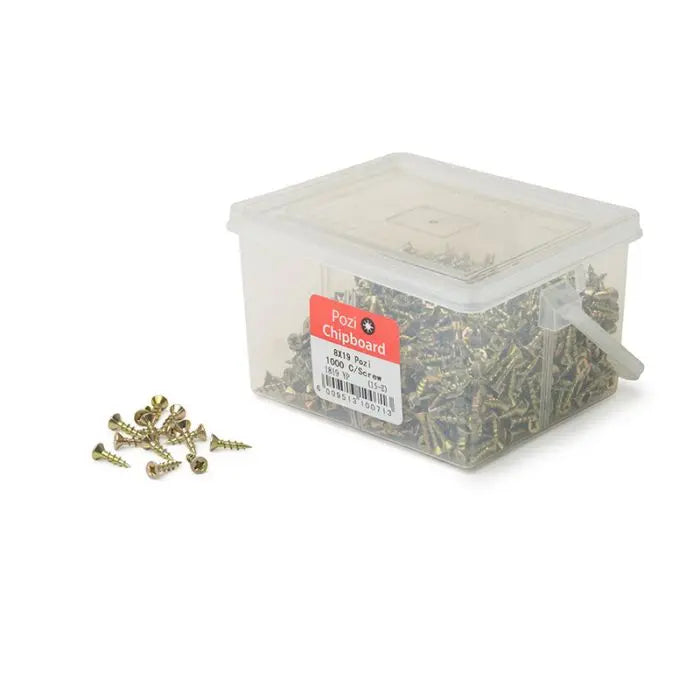 Chipboard Screws, Pozi, No.8, 4mm x 19mm, 1000 pieces
