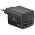 Volkano Sleek Series Fast Wall Charger 45W USB-C with Built-in Retractable 75cm Cable - Black